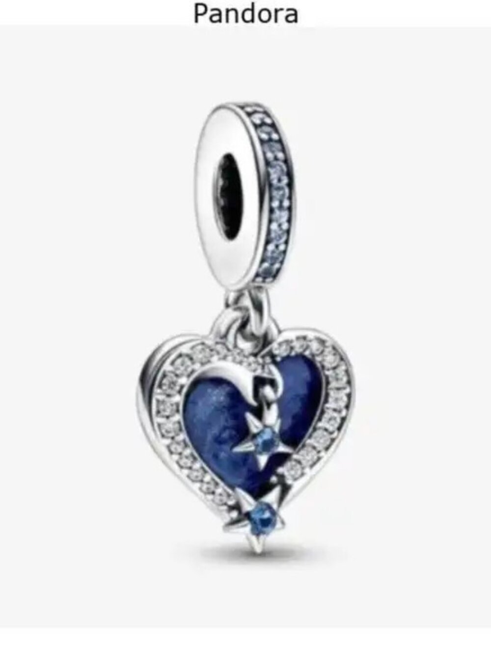 PANDORA Celestial Shooting Star Heart Double Dangle Charm